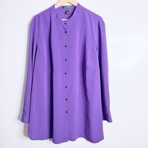 Lauren Ralph Lauren‎ Women’s Purple Long Line Tunic Blouse 3X Long Sleeve Casual